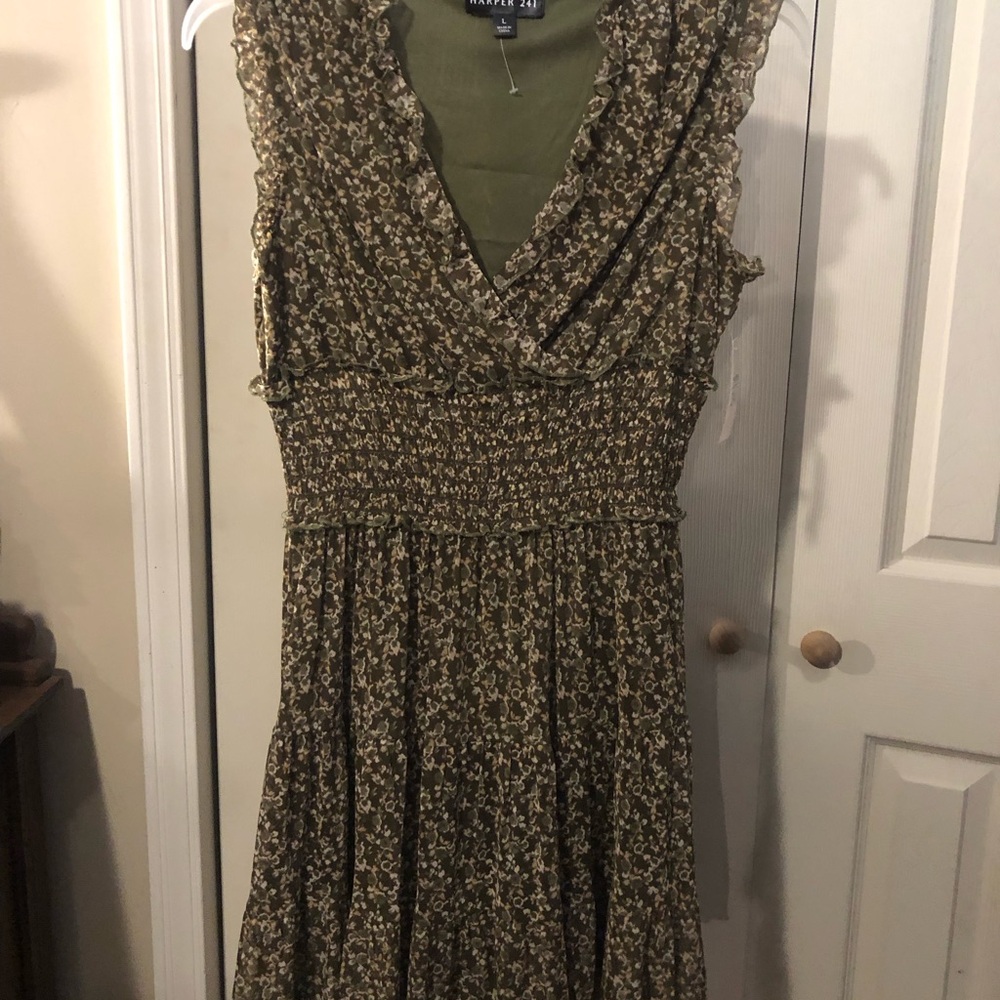 Harper Olive Floral Midi Dress